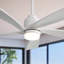 Ventilateur de plafond moderne avec lumière DEL à intensité variable et 5 pales en bois massif avec moteur à courant continu réversible et télécommande-930411814