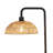 Sandy Black Arc Floor Lamp with Rattan Shade