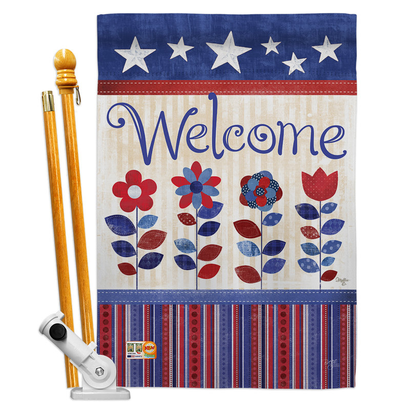Shallotte Double Sided 40'' H x 28'' W Polyester Independence Day Flag Set