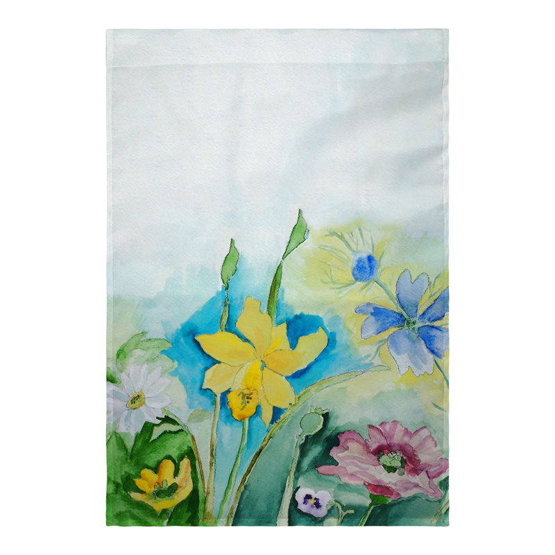 Drapeau de jardin en polyester 1 face Florals, H 18 po x l 12,5 po