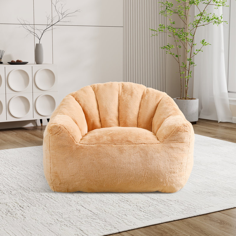 Bean Bag Chair,Tufted Lazy Sofa Comfy Chairs, Fausse fourrure brune