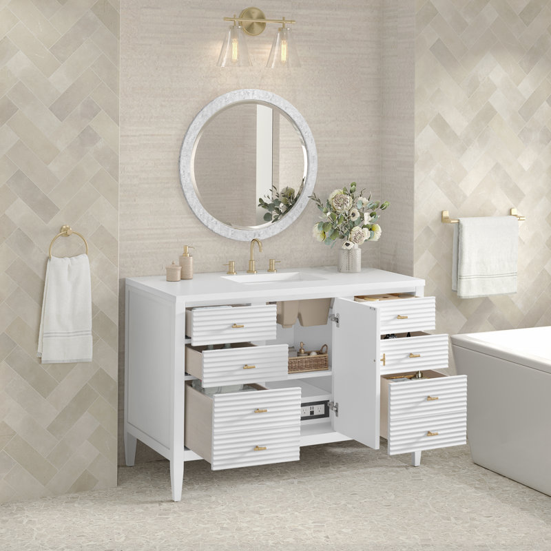 Myrrin 48'' W Single Vanity, White Zeus, Bright White, 8" Widespread