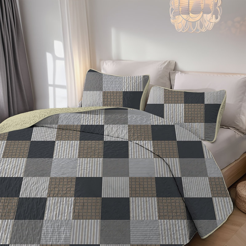 3 Pieces Full/queen/king Quilt Set Lightweight Quilt Cover Set-soft Bedspread Bedding Coverlet Set For All Seasons, Luxury Thin Comforter, Warm Quilted Blanket With Pillow Shams, 2 Pieces Twin Quilt Set