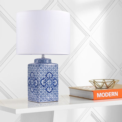 Margaret Ceramic Blue & Ivory Table Lamp
