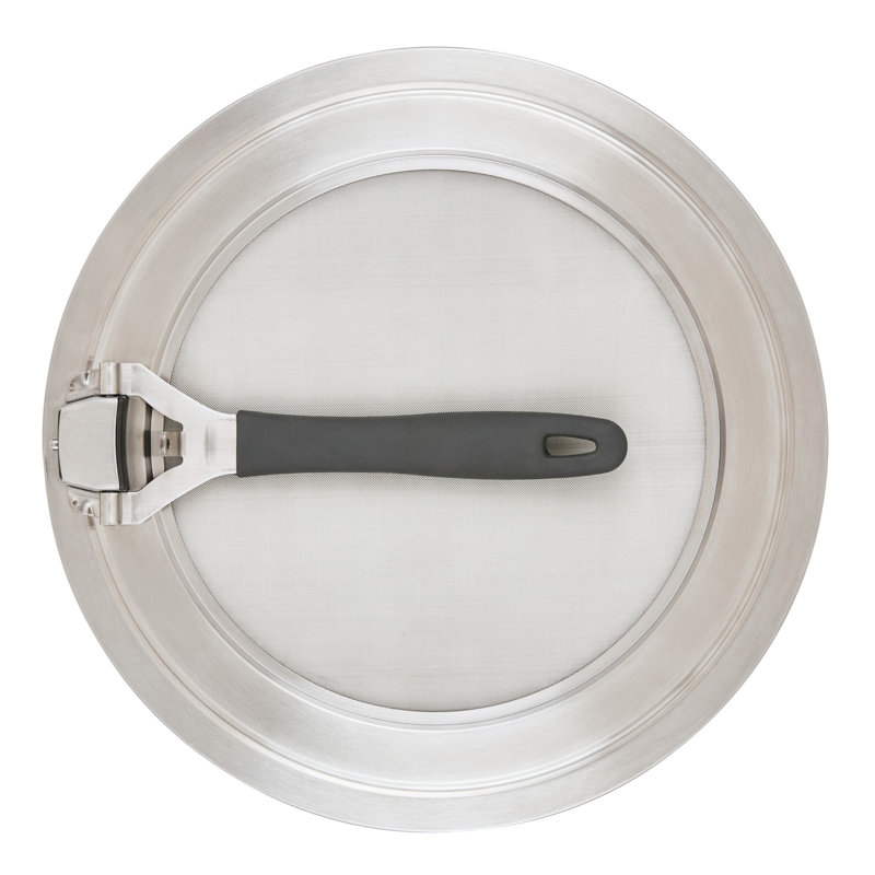 Circulon Universal Splatter Guard Mesh Grease Cover For Pots And Pans Protects Stove, Countertop, And Kitchen From Oil When Frying, 13 Inch, Stainless Steel
