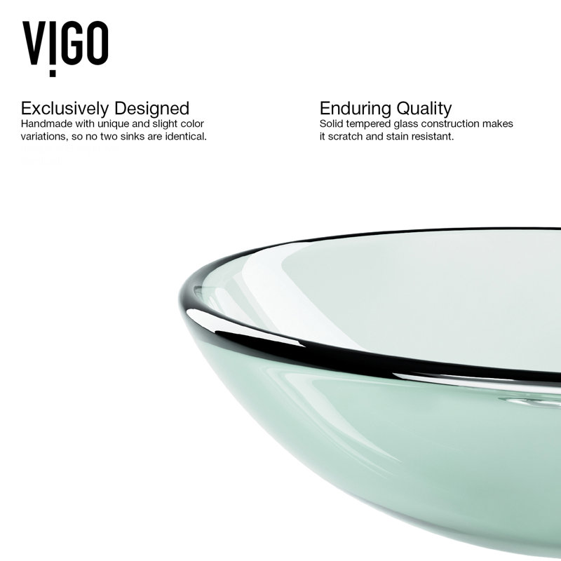 Giovanni Giovanni 6" H Round Glass Vessel Bathroom Sink with 12" H Faucet, Iridescent, Chrome