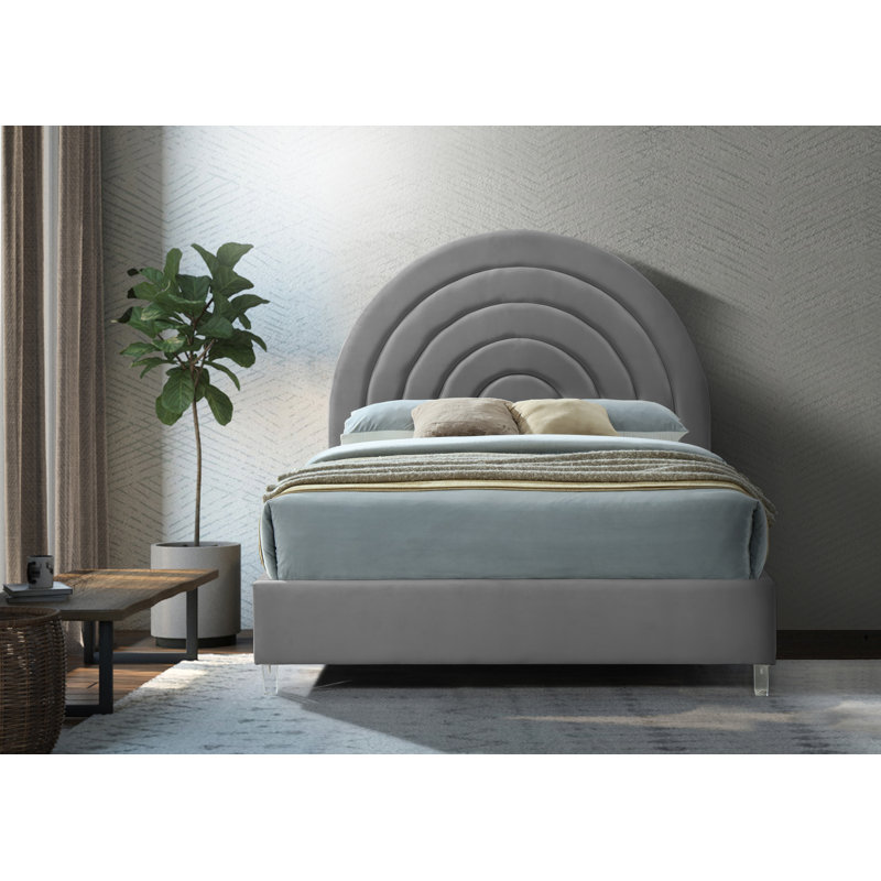 Barthel Upholstered Platform Bed, Queen, Grey Velvet