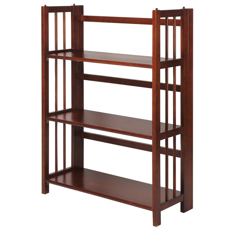 Bibliothèque étagère en bois massif H 38 "x l 27,5" Saruf, Noyers, (3 tablettes) H 38 po x l 27,5 po x P 11,5 po