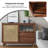 39.37"Brown Solid Wood Rectangular Woven Rattan Sliding Door Side Cabinet-948442328