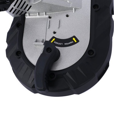 High-Performance Portable Band Saw with Removable Steel Base, 45°-90° Cutting, 10A 1100W Motor, 5-inch Depth Cut,