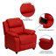 Deluxe Padded Contemporary Kids Recliner with Storage Arms-575610458
