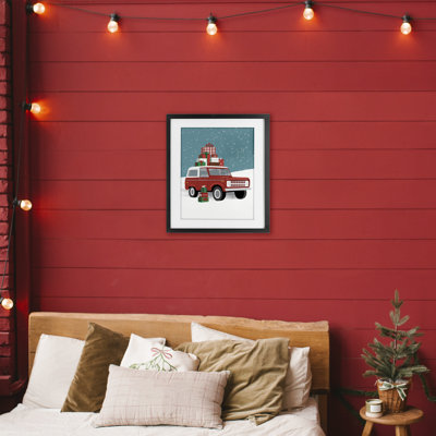 «Red VUS Christmas Time», reproduction encadrée sous verre, conception de Jilly Jack Designs