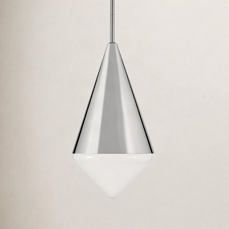 Luminaire suspendu simple à 1 lumière Gilroy, Nickel poli