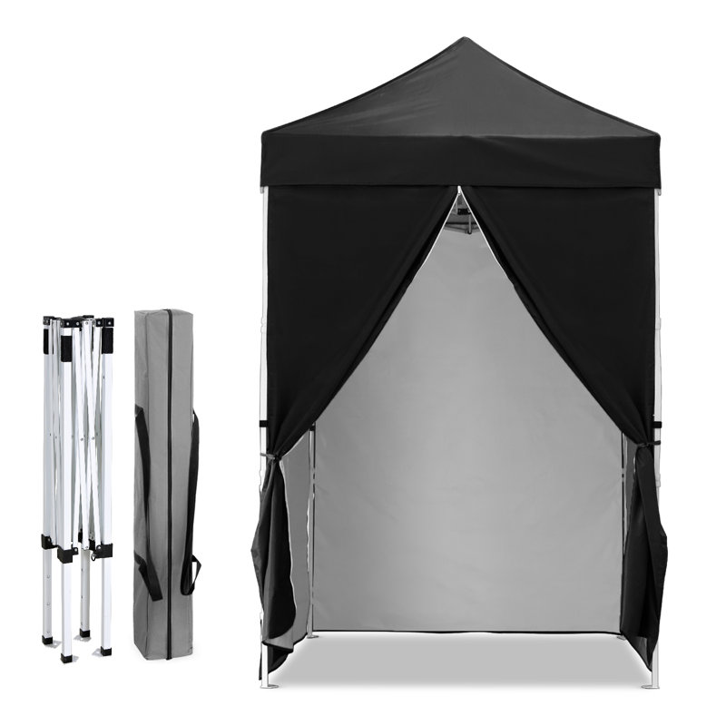 5 Ft. W x 5 Ft. D Outdoor Pop Up Steel Canopy Portable Tent with 4 Sidewalls, Black