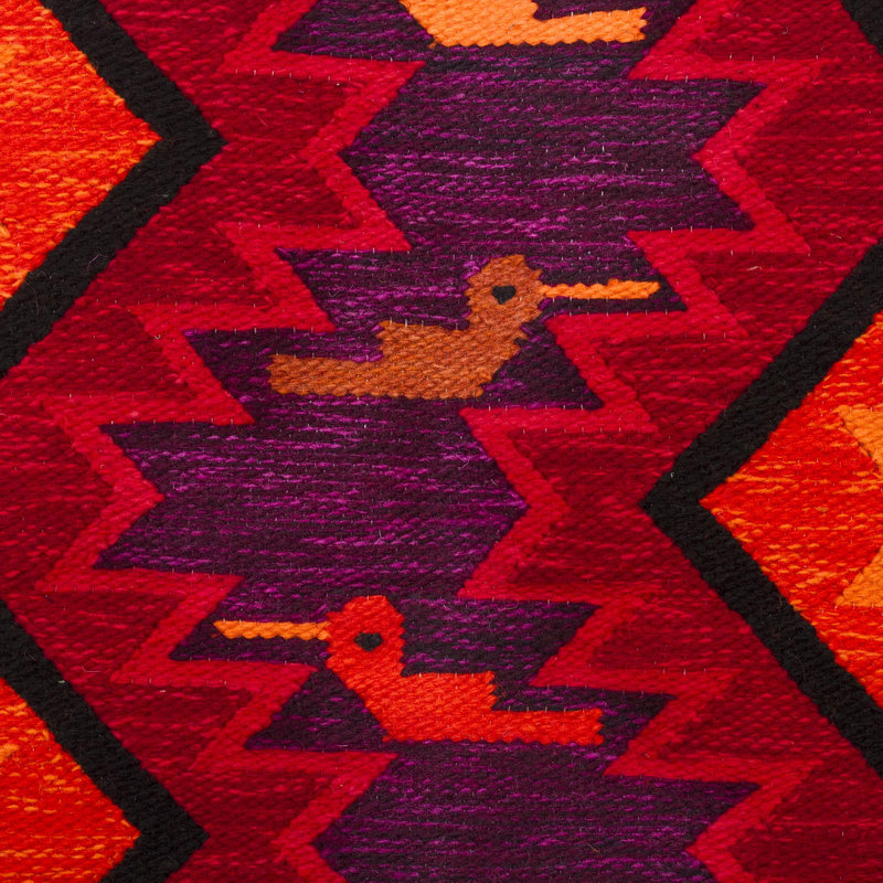 Tapisserie géométrique en laine colibri