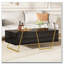 Table basse rectangulaire ultrabrillante pour le salon avec rangement et base dorée, 4 tiroirs
