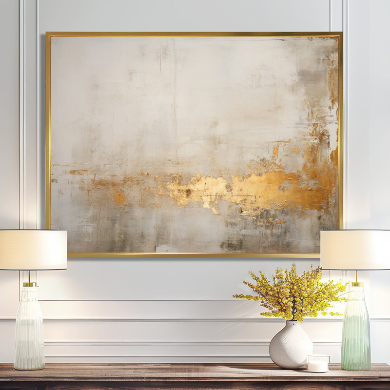 Reproduction d'art sur toile, or subtil et subtil II, Toile avec cadre flottant or, H 34 po x l 44 po x P 1,5 po