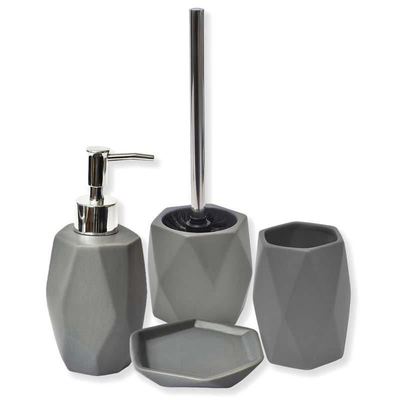 Gray Stoneware Diamond Shape Hand Soap Dispenser