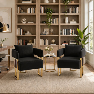 Chaises d'appoint rembourrées en velours Chaises confortables de bureau Chaises de salle d'attente Chaises de réception Chaises de vestibule décoratives simples, ensemble de 2