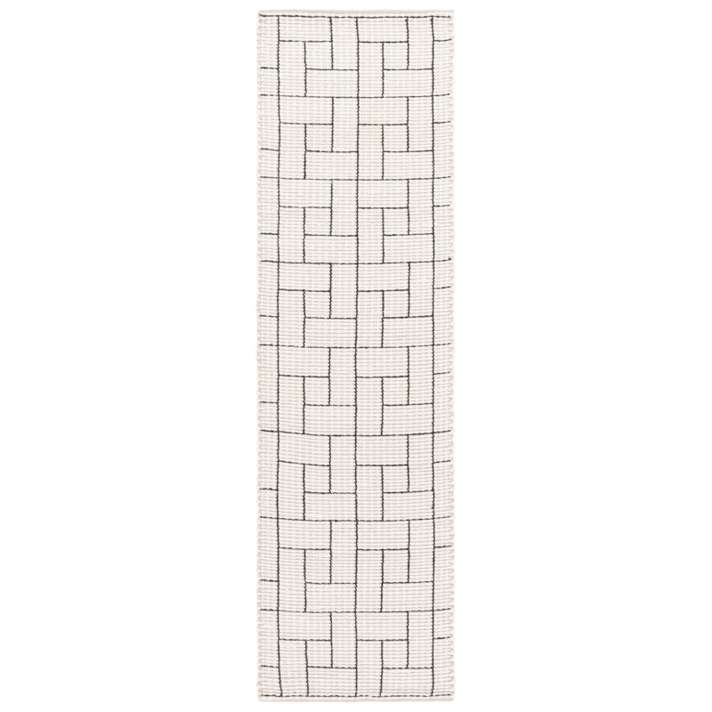 Tapis ivoire / noir Finnick 719, Tapis de couloir 2 pi 3 po x 8 pi