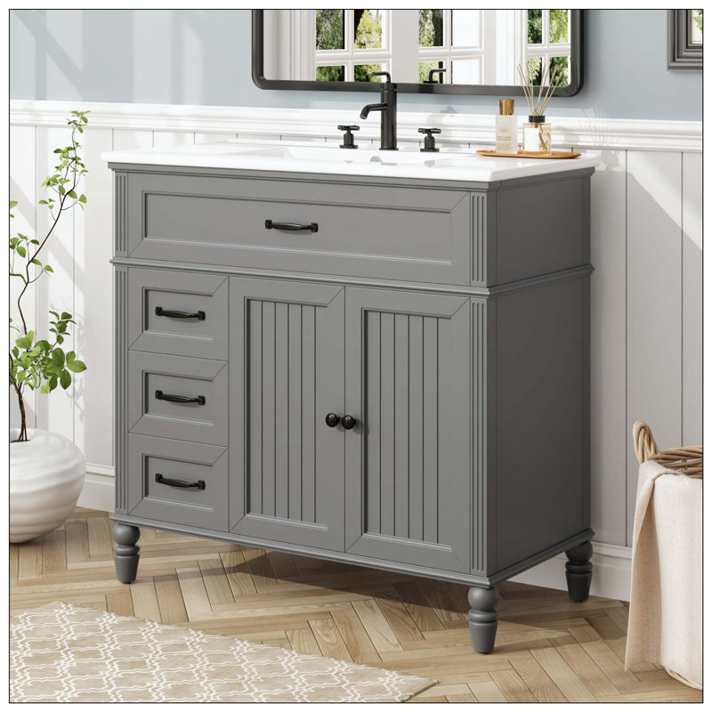 Ensemble de tiroirs de meuble-lavabo gris, Gris