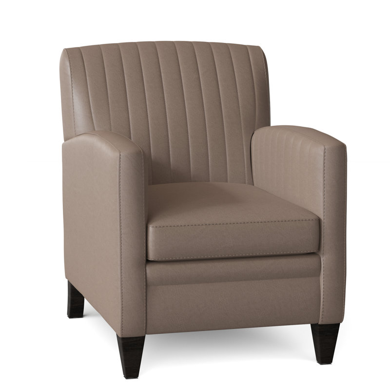 Barnabus Leather Club Chair, Aline Fumo Genuine Leather, Cobblestone