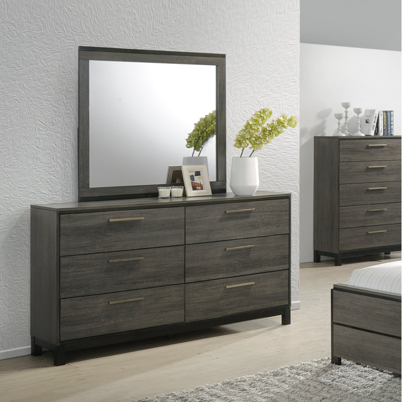 Commode double 6 tiroirs avec miroir Mandy