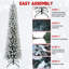 Arbre de Noël floqué à crayon mince en PVC avec support en métal robuste-900663005