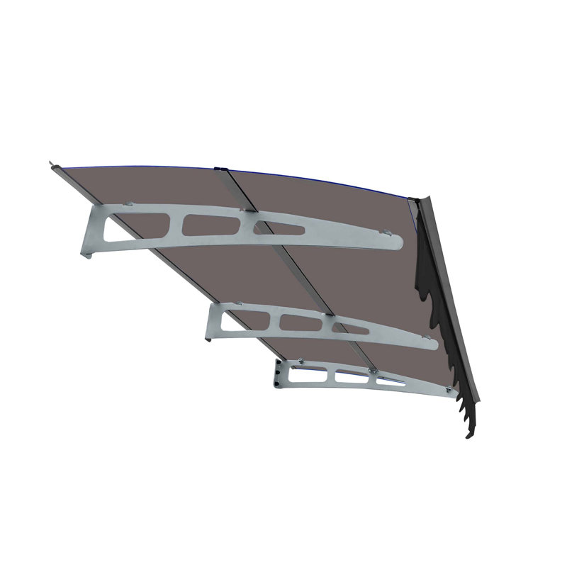 Window Awnings Door Entrance Canopy, Aluminum Alloy Bracket, 0.137 Inch Thick Crystal Solid Polycarbonate Sheet With Valance For Masonry Concrete House