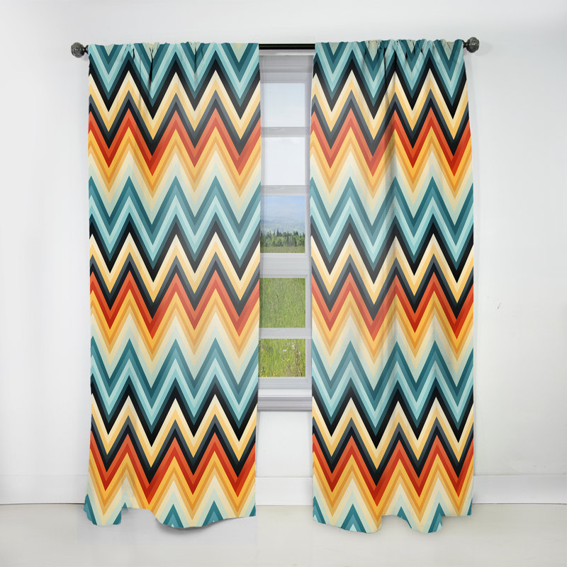 Motif à chevrons Retro Revival - Rideau à chevrons - Rideau à chevrons obscurcissant - 1 panneau, L 52 po x L 120 po