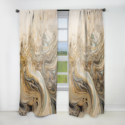 Valois - Blue Minimalism Enchantment - Abstract Marble Curtain - Velvet Room Darkening - 1 panel