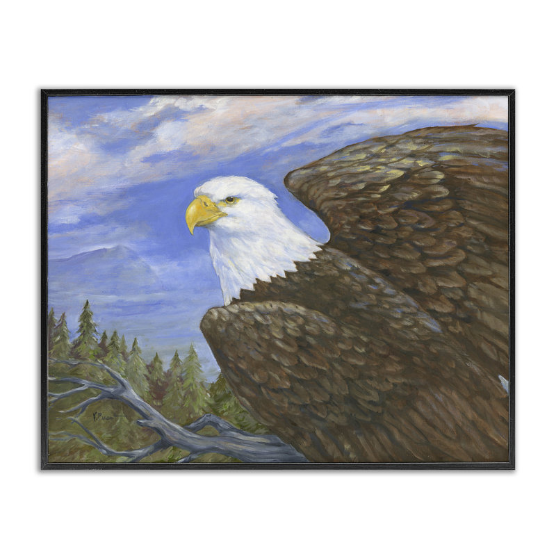 Giclée encadrée de dessus d'aigle, conception de Paul Brent, H 11 po x l 14 po, Giclée encadrée noir minuit