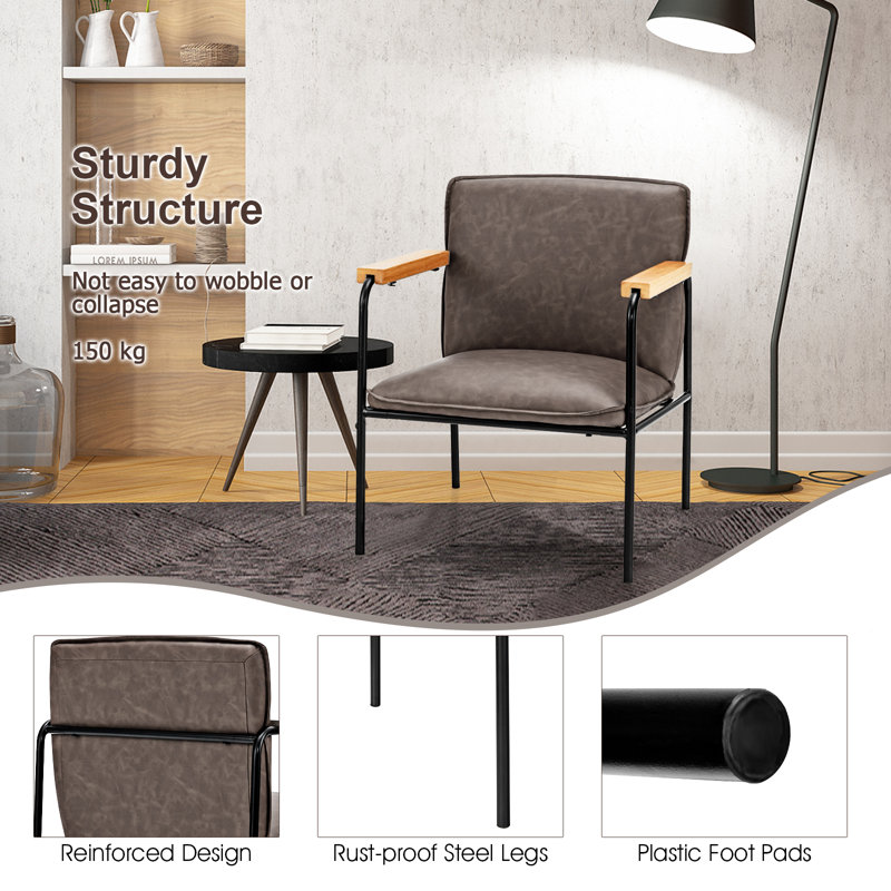 Marsworth Faux Leather Armchair, Black