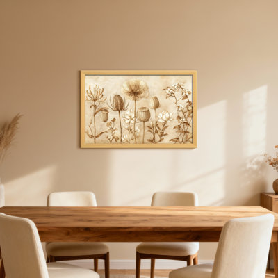 Plantes et fleurs, motif floral botanique avec des tons sépia