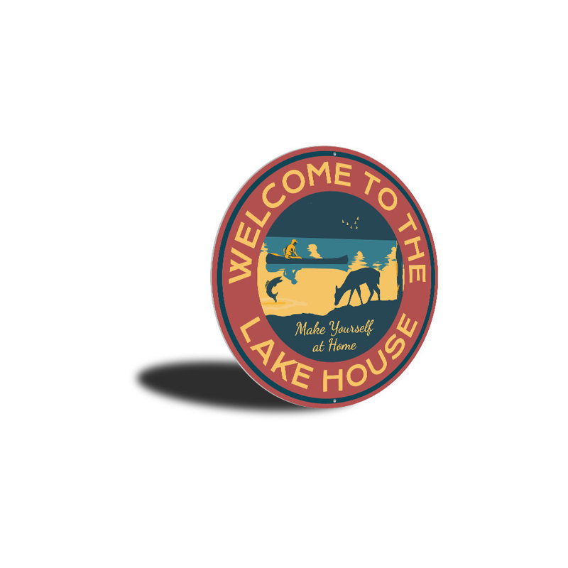Panneau «Welcome To The Lakehouse» en aluminium, H 12 po x l 12 po x P 0,04 po