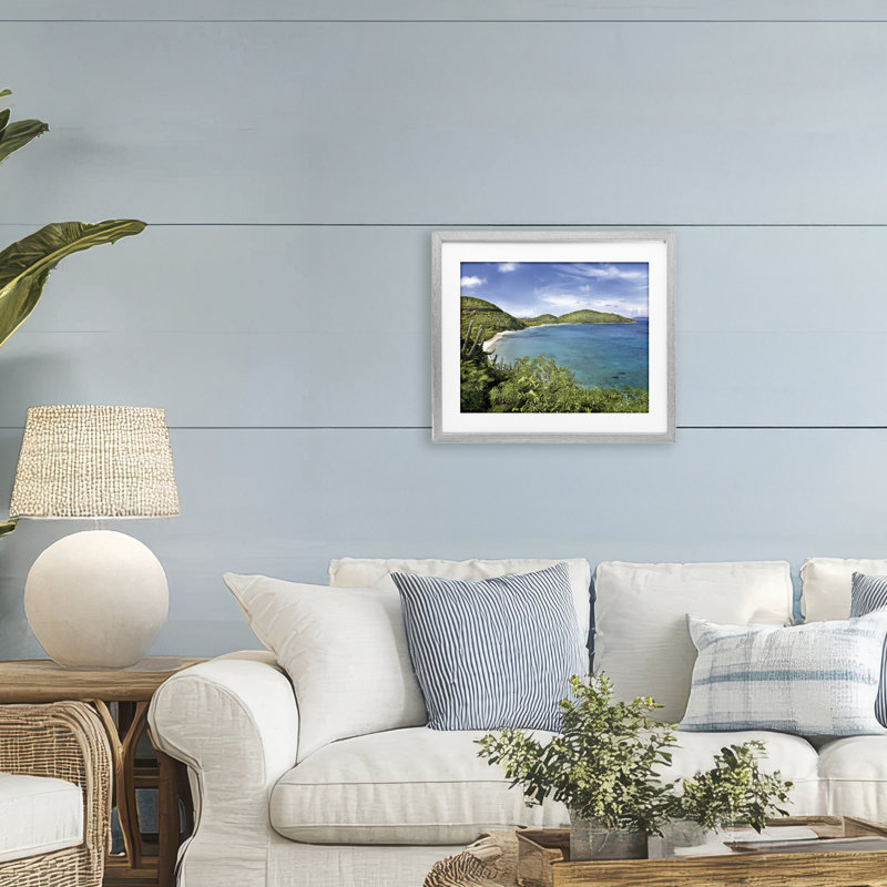 «Caribbean Overpoint Landscape», reproduction d'art sous verre encadrée par Seven Trees Design, H 13 po x l 16 po