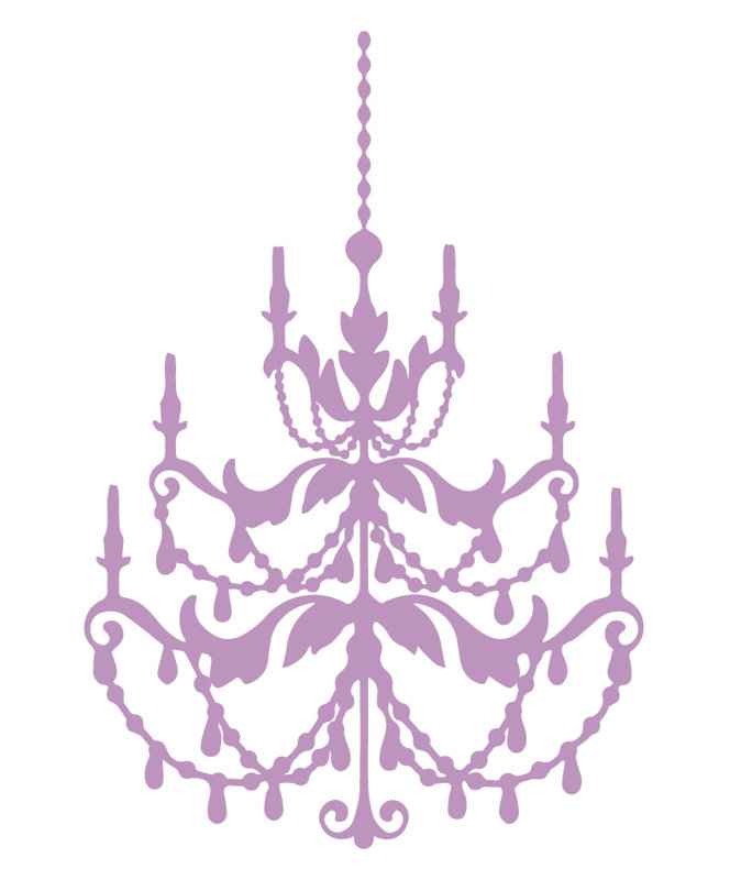 Décalcomanie murale lustre française, Lilas, H 24 po x l 16 po x P 0,01 po