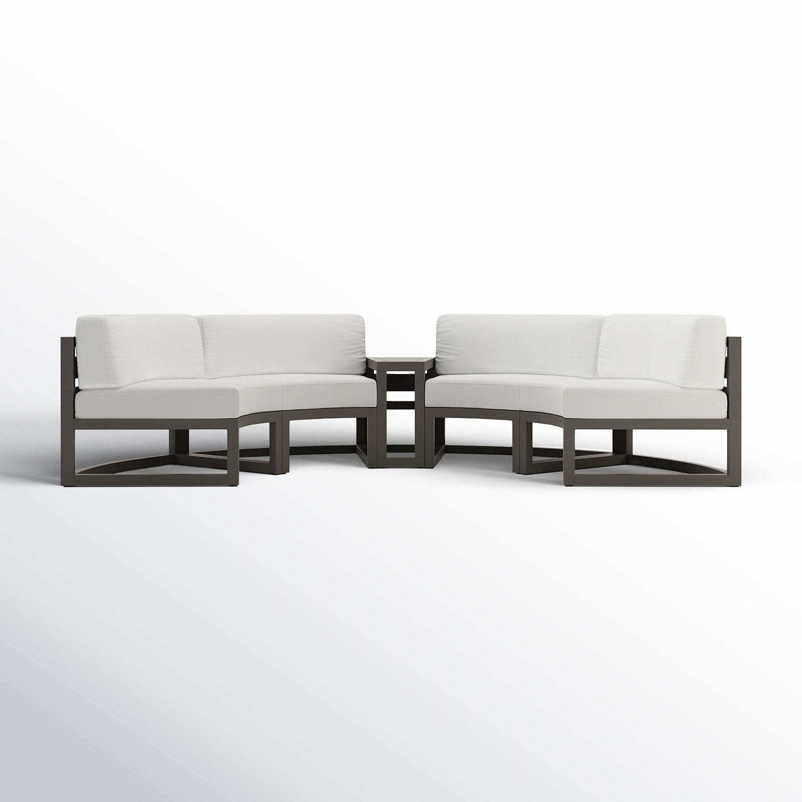 Bergeron Outdoor Curved Patio Sectional with Sunbrella Cushions, Canvas Natural Sunbrella® Canvas, Slate