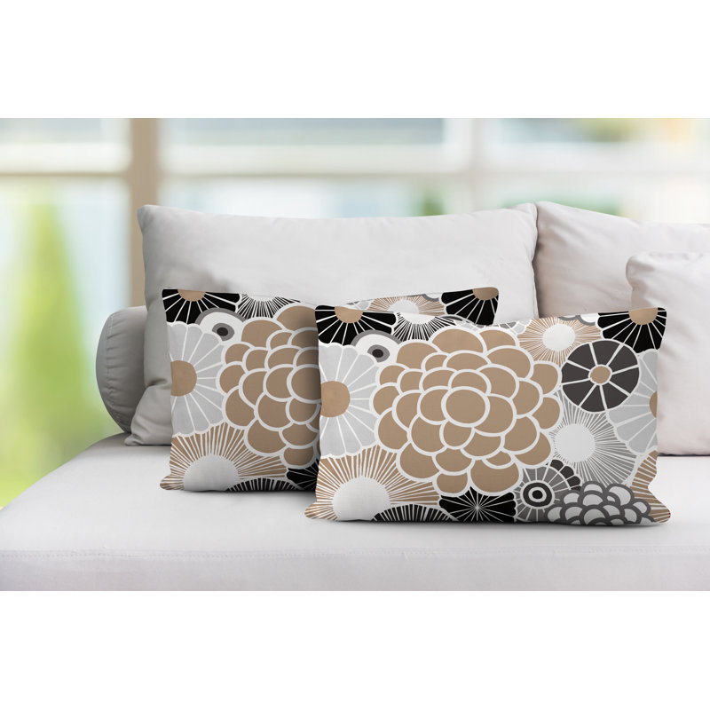 Coussin lombaire floral intérieur / extérieur, Beige