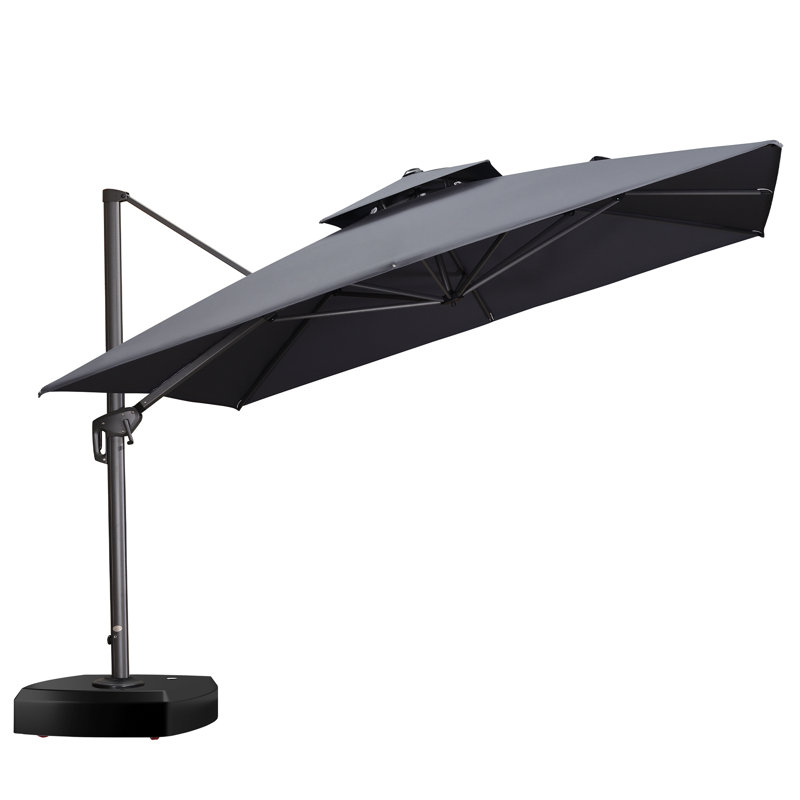 Parasol de patio extérieur carré avec roulettes 132 po Skaiste, gris, Gris