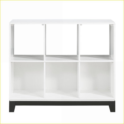 Bibliothèque à 6 tablettes 2 tons blanc neige et amp; Bois de transition rustique gris anthracite 40 po x 15 po x H 34 po | Rustique transitionnel | Bois