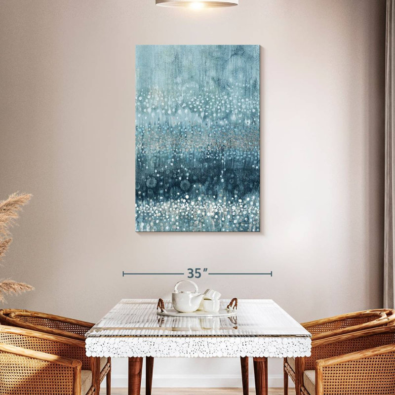 Avery Rain Abstract II bleu argenté, H 45 po x l 30 po