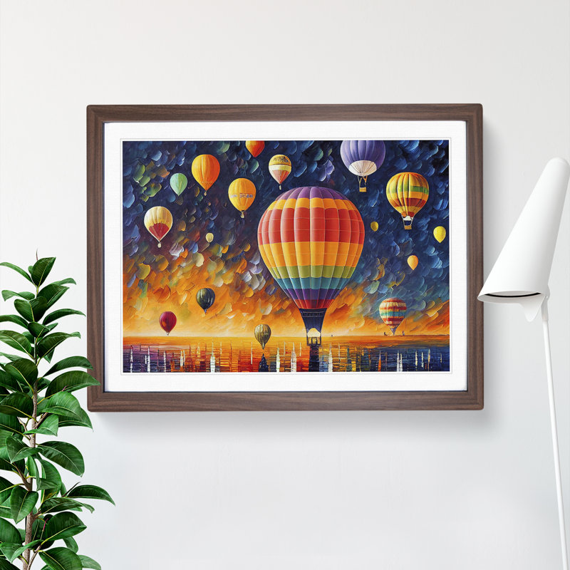 Colourful Hot Air Balloons Vol.1 - Print, Walnut Framed, 46cm H x 64cm W x 2cm D