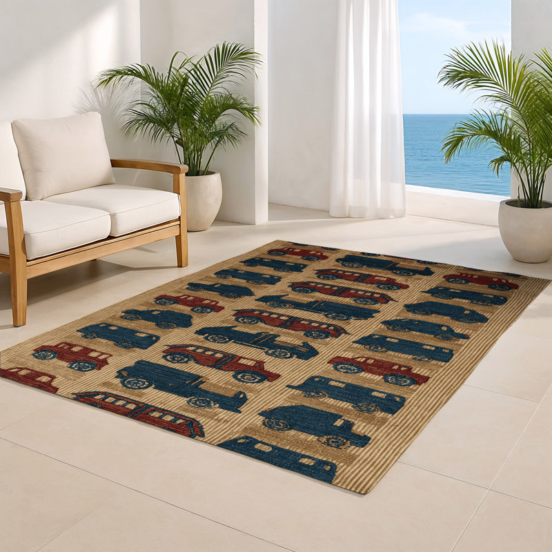Transportation Purple Indoor and Outdoor Area Rug, Rectangle 8' x 10'