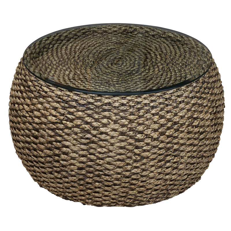 Onshuntay Round Seagrass Coffee Table, 19" H x 38" W x 38" L