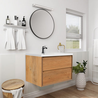 36 Inch Wall Mounted Bathroom Vanity With White Sink Top