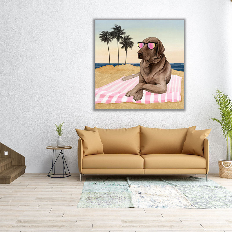 Sun Lovin Pups I - reproduction d'art sur toile, H 40 po x l 40 po