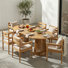 Ensemble de salle à manger d'extérieur en bois d'acacia 6 personnes avec coussins et bases à double caisson à lattes Lynx