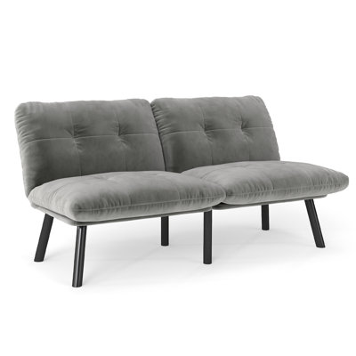 Velvet Futon Sofa Sleeper Couch Bed With Adjustable Backrest by Mercer41