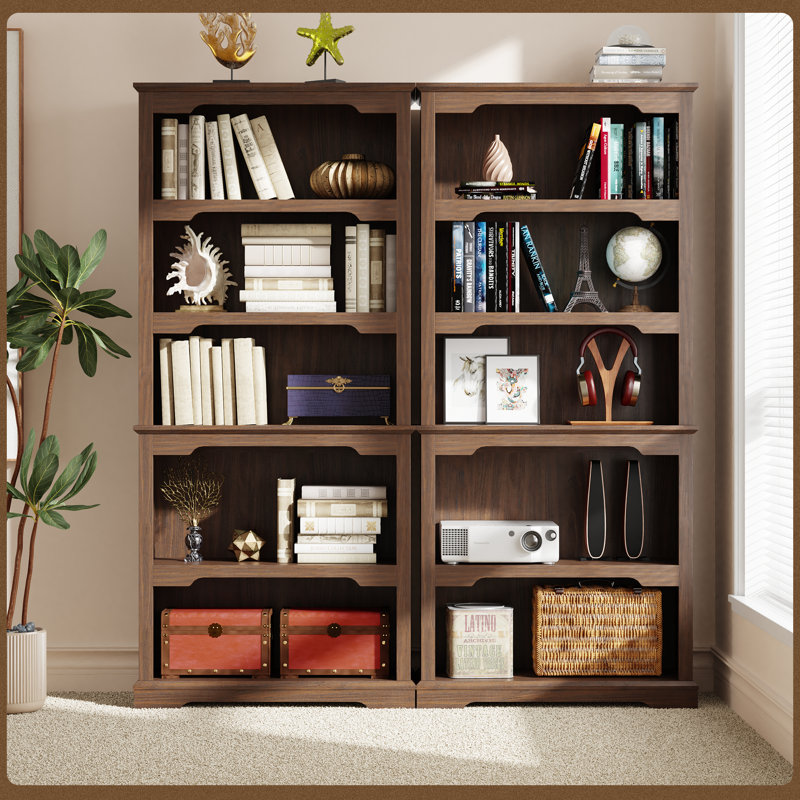 5 Shelf Standard Bookcase, Storage And Display Bookshelf, Walnut